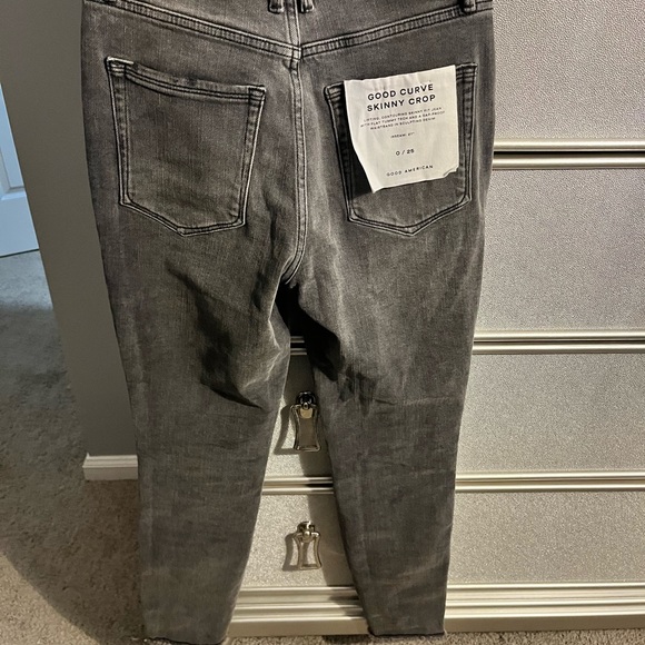 New with tags good American good curve skinny curve crop grey jeans size 0 - Picture 6 of 8